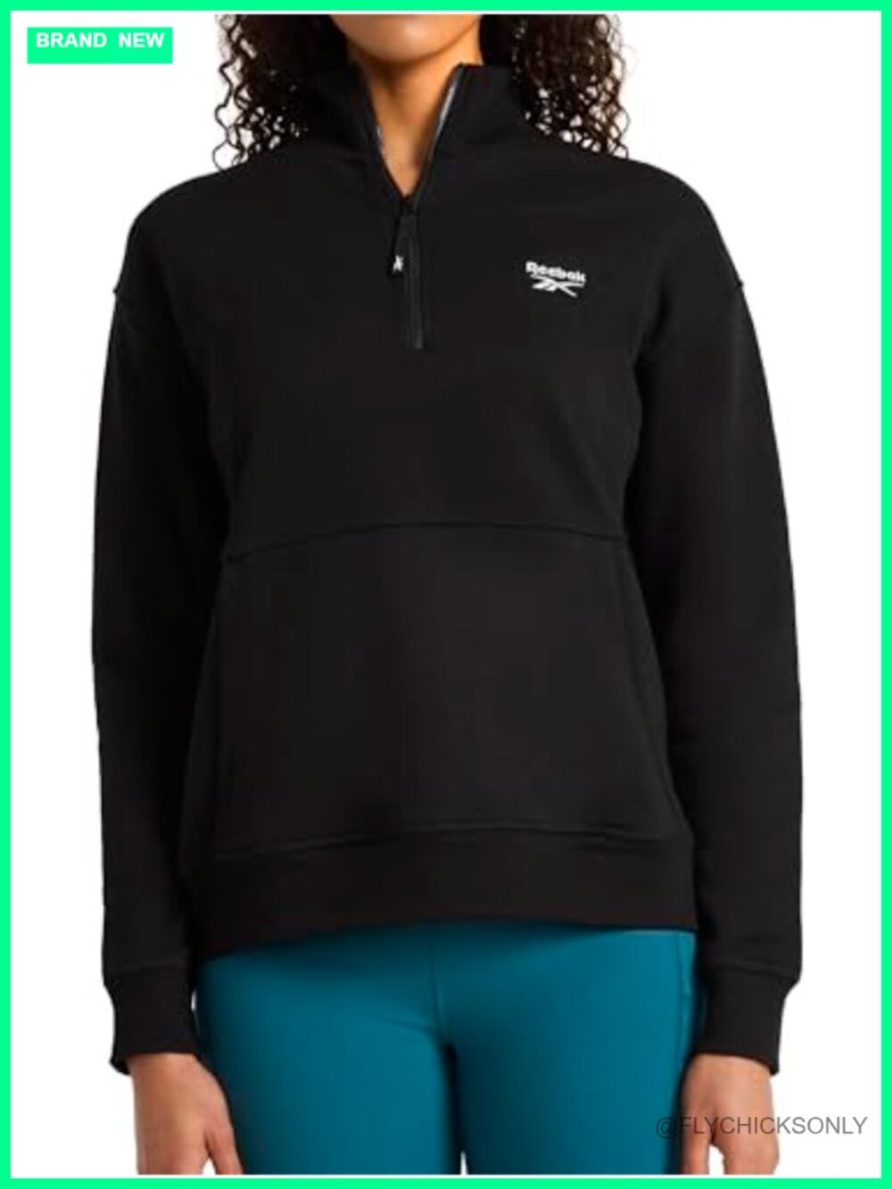Reebok Half-Zip Sweatshirt Midweight Cotton-Poly Fleece Standard Fit